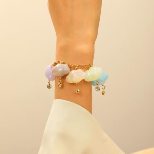 Resin Zinc Alloy Bangle, with Zinc Alloy, gold color plated, fashion jewelry & with rhinestone [