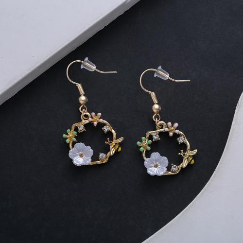 Zink Legierung Strass Tropfen Ohrring, Zinklegierung, mit Kunststoff, goldfarben plattiert, Modeschmuck & Emaille & mit Strass, keine, verkauft von Paar