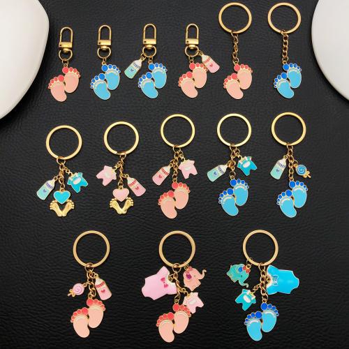 Enamel Zinc Alloy Key Chain, gold color plated, fashion jewelry 