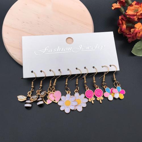 Emaille Zink Legierung Tropfen Ohrring, Zinklegierung, goldfarben plattiert, Modeschmuck & mit Strass, keine, 5PaarePärchen/setzen, verkauft von setzen