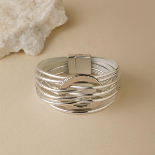 PU Leather Cord Bracelets, with Zinc Alloy, handmade, fashion jewelry & multilayer & for woman 