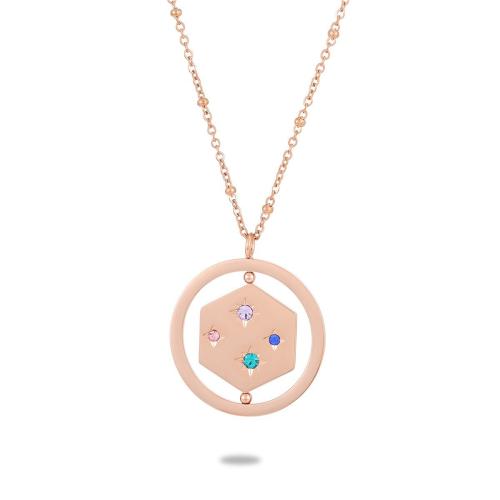 Stainless Steel Sweater Chain Necklace, 304 Stainless Steel, plated & micro pave cubic zirconia & for woman 