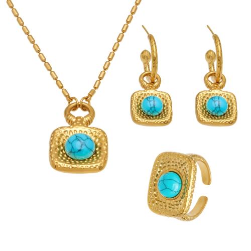 Turquoise Jewelry Sets, 304 Stainless Steel, with turquoise, plated  & for woman 