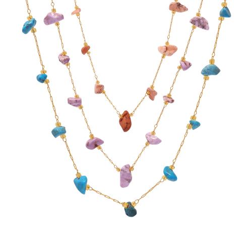 Colliers de pierres précieuses, Acier inoxydable 304, avec Pierre naturelle, Placage, bijoux de mode & pour femme, plus de couleurs à choisir, Vendu par PC