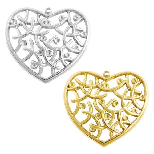 pendentifs de cœur en inox , Acier inoxydable 304, coeur, Placage, DIY & creux, plus de couleurs à choisir Vendu par sac