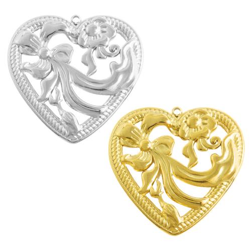 pendentifs de cœur en inox , Acier inoxydable 304, coeur, Placage, DIY & creux, plus de couleurs à choisir Vendu par sac