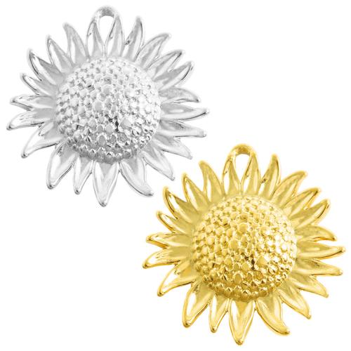 Stainless Steel Flower Pendant, 304 Stainless Steel, Sunflower, plated, DIY 