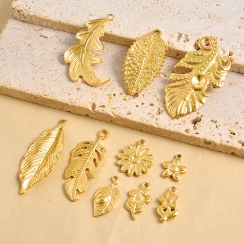 Pendentif Feuille en acier inoxydable, Acier inoxydable 304, Placage, DIY, plus de couleurs à choisir Vendu par sac