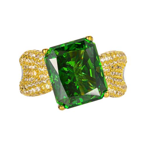 Messingring mit Strass , Messing, mit kubischer Zirkonia, goldfarben plattiert, Modeschmuck & für Frau, keine, verkauft von PC