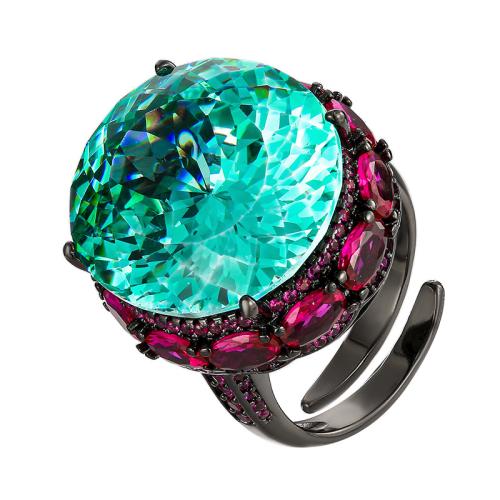 Messingring mit Strass , Messing, mit kubischer Zirkonia, goldschwarz vergoldet, Modeschmuck & für Frau, keine, verkauft von PC