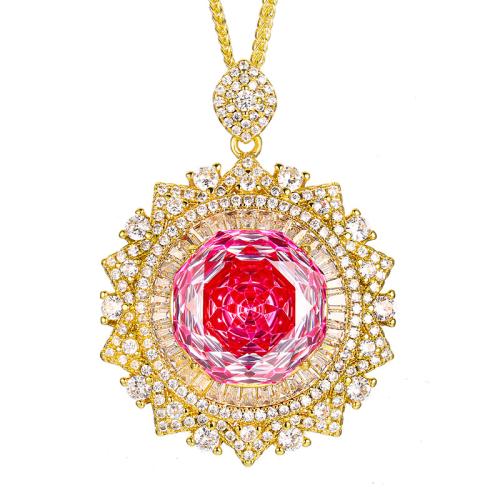 Harz Messing Halskette, mit kubischer Zirkonia, mit Verlängerungskettchen von 5cm, goldfarben plattiert, Modeschmuck & für Frau & mit Strass, keine, Länge:45 cm, verkauft von PC