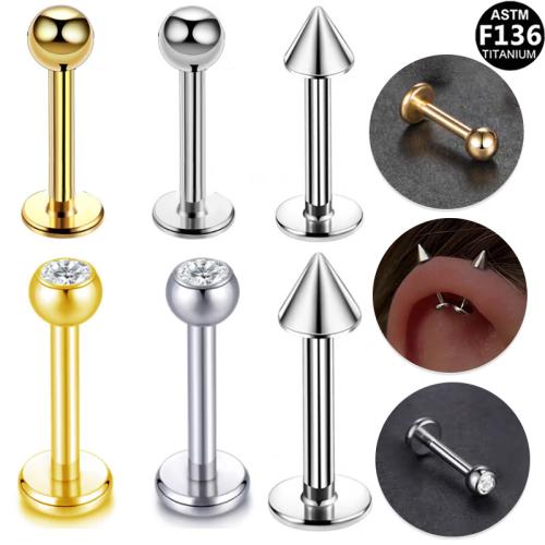 Alliage de titane piercing oreille, Placage, unisexe & styles différents pour le choix & avec strass Vendu par lot