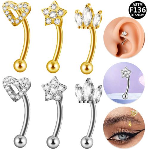 Alliage de titane piercing oreille, avec alliage de zinc, Placage, unisexe & styles différents pour le choix & pavé de micro zircon, 10mm Vendu par lot
