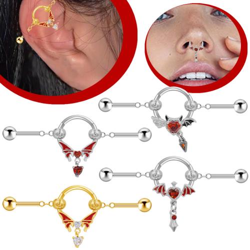 Acier titane Bijoux de Piercing de Nez, Placage, unisexe & styles différents pour le choix & pavé de micro zircon & émail Vendu par lot