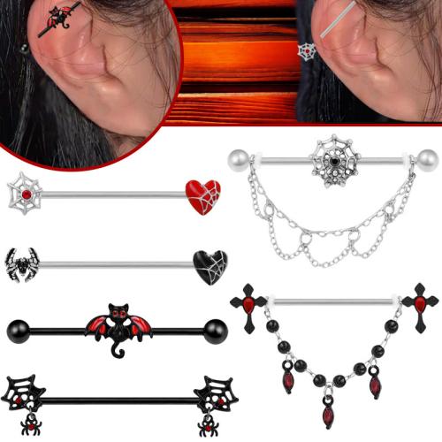 Acier titane piercing oreille, Placage, unisexe & styles différents pour le choix & émail & avec strass Vendu par lot