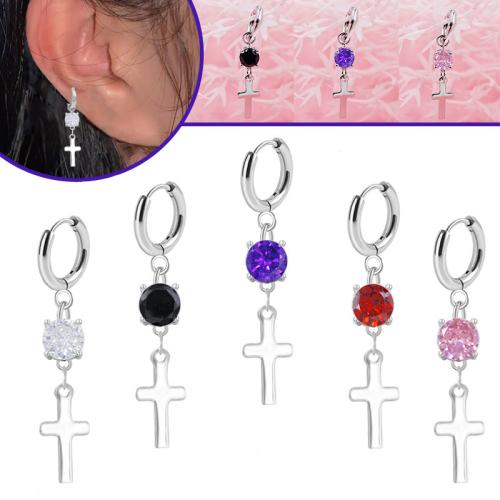 Acier inoxydable 304 piercing oreille, croix, unisexe & avec strass, plus de couleurs à choisir Vendu par lot
