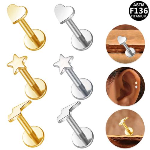 Alliage de titane piercing oreille, avec laiton, Placage, unisexe & styles différents pour le choix, 8mm Vendu par lot