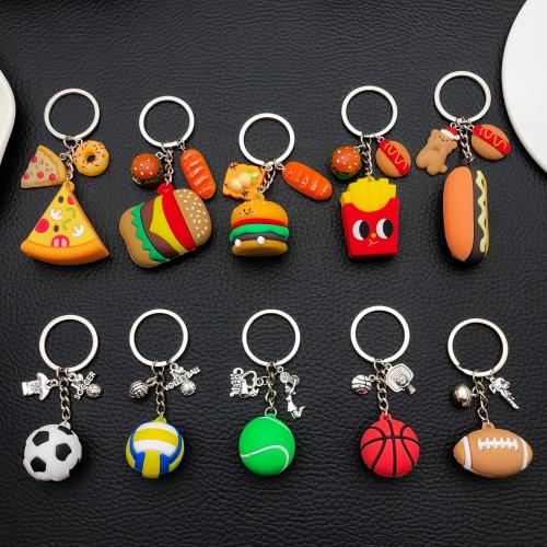 Plastic Key Chain, Zinc Alloy, with Soft PVC, gold color plated, fashion jewelry 