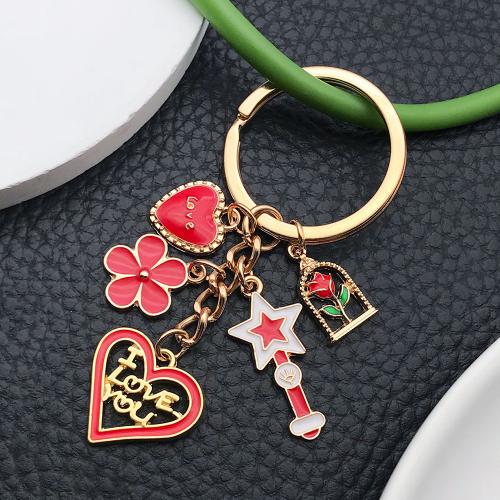 Enamel Zinc Alloy Key Chain, gold color plated, fashion jewelry 