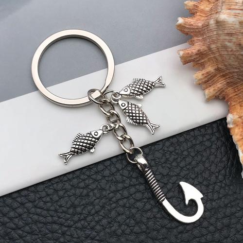 bijoux de porte-clés en Alliage de zinc, Placage de couleur d'or, bijoux de mode, argent, Vendu par PC