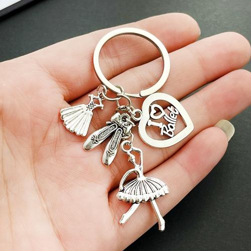 bijoux de porte-clés en Alliage de zinc, Placage de couleur d'or, bijoux de mode, argent Vendu par PC