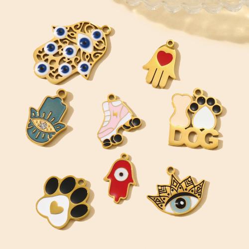 Emaille Edelstahl Anhänger, 304 Edelstahl, goldfarben plattiert, Modeschmuck & mit Strass, keine, 3PCs/Tasche, verkauft von Tasche