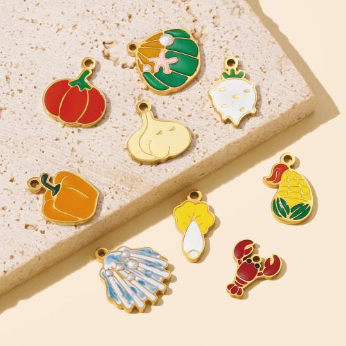 Emaille Edelstahl Anhänger, 304 Edelstahl, goldfarben plattiert, DIY, keine, 3PCs/Tasche, verkauft von Tasche