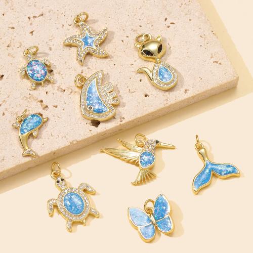 Opal Pendants, Brass, with Opal, plated, DIY & micro pave cubic zirconia 