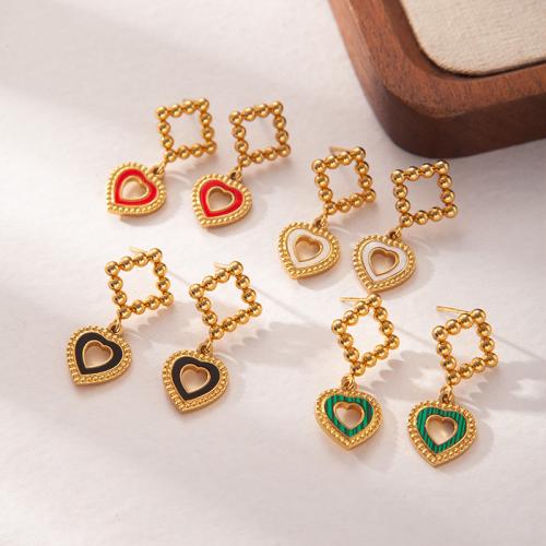 Boucle d'oreille goutte inox, Acier inoxydable 304, avec Acrylique, Placage, bijoux de mode & pour femme & creux, doré, Vendu par PC[