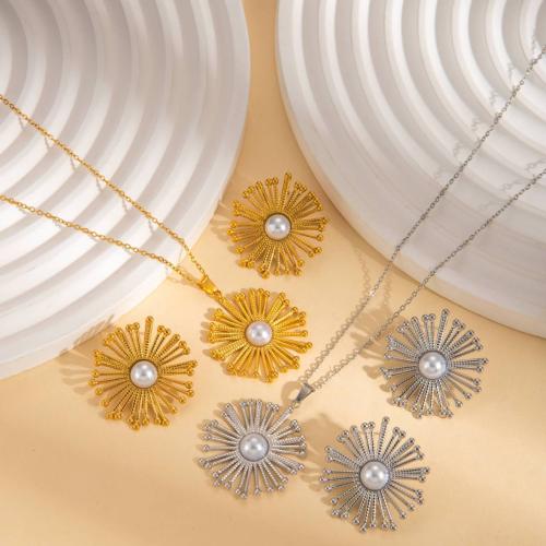 Parures de bijoux en acier inoxydable, Acier inoxydable 304, avec perle de plastique, soleil, Placage, bijoux de mode & styles différents pour le choix & pour femme, plus de couleurs à choisir, Vendu par PC