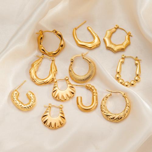 Boucle d'oreille en acier inoxydable Dangle, Acier inoxydable 304, Placage, bijoux de mode & styles différents pour le choix & pour femme, doré, Vendu par paire