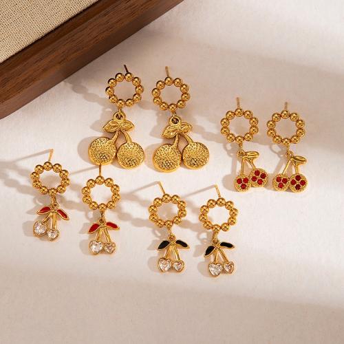 Boucle d'oreille goutte inox, Acier inoxydable 304, Plaqué or 18K, styles différents pour le choix & pour femme & avec strass & creux, Vendu par paire[