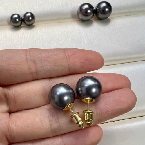 Black Shell Earring, with Brass, plated, fashion jewelry, mixed colors [