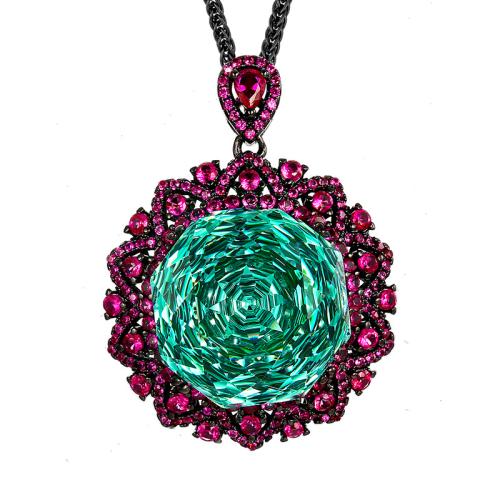 Harz Messing Halskette, mit kubischer Zirkonia, mit Verlängerungskettchen von 5cm, goldschwarz vergoldet, Modeschmuck & für Frau & mit Strass, keine, Länge:45 cm, verkauft von PC