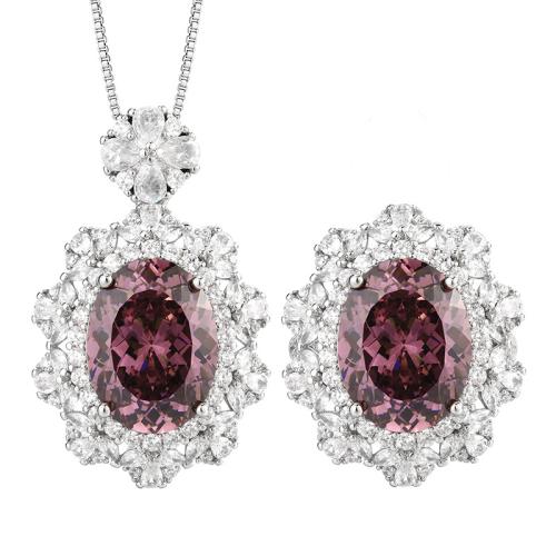 Sistemas de la joyería de cobre amarillo Cubic Zirconia, metal, con cúbica circonia, con 5cm extender cadena, chapado, diferentes estilos para la opción & para mujer & con diamantes de imitación, longitud:45 cm, Vendido por UD