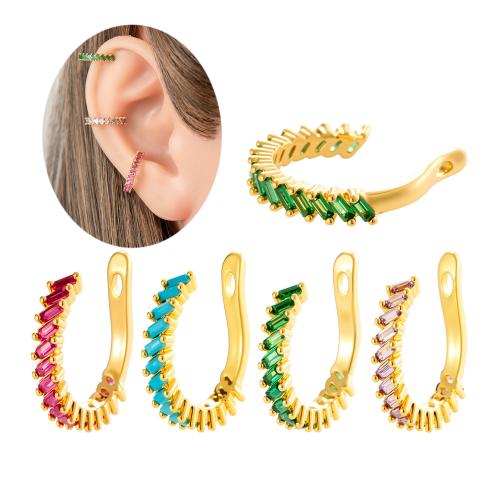 チタン鋼 イヤリングカフス, とともに 銅, ゴールドメッキ, ファッションジュエリー & マイクロパヴェジルコニア, 無色, 売り手 パソコン[