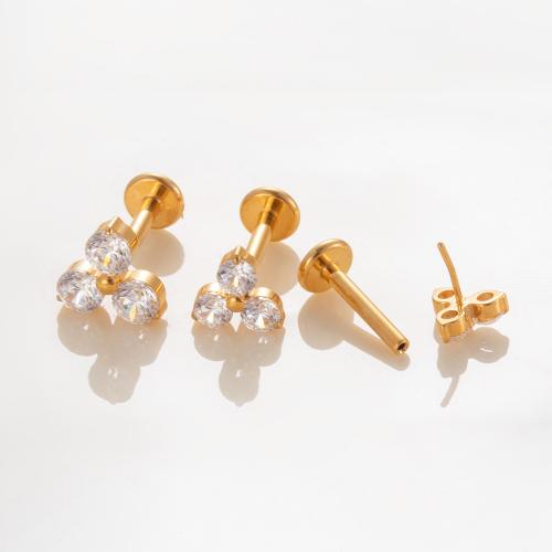 Bijoux de piercing d'oreille en acier inoxydable, Acier titane, Placage de couleur d'or, bijoux de mode, plus de couleurs à choisir, Vendu par PC