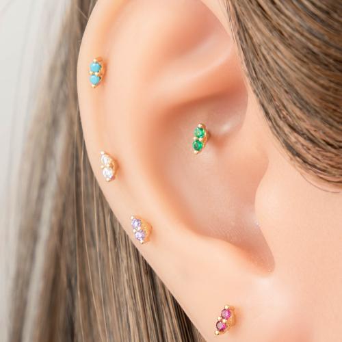 Bijoux de piercing d'oreille en acier inoxydable, Acier inoxydable 304, avec laiton, Placage de couleur d'or, bijoux de mode, plus de couleurs à choisir, Vendu par PC