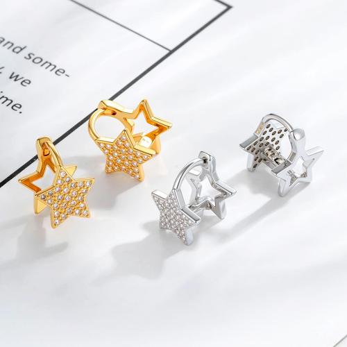 Messing Hebel Rückseiten Ohrring, plattiert, Modeschmuck & Micro pave Zirkonia, keine, verkauft von PC