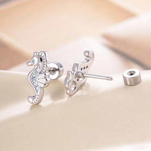 Bijoux de piercing d'oreille en acier inoxydable, Acier titane, avec laiton, Placage de couleur d'or, bijoux de mode & pavé de micro zircon, plus de couleurs à choisir, Vendu par PC