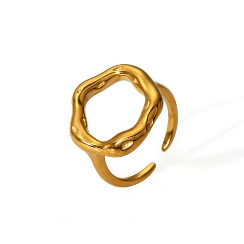 Bague en acier inoxydable, Acier inoxydable 304, Placage de couleur d'or, bijoux de mode & pour femme & creux, Vendu par PC