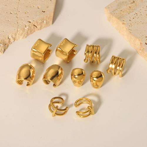 boucle d'oreille de clip en inox, Acier inoxydable 304, Plaqué or 18K, bijoux de mode & styles différents pour le choix & pour femme, Vendu par paire