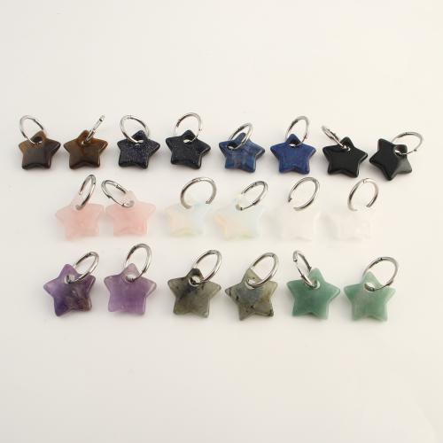 Драгоценный камень падение Серьги, Полудрагоценный камень, с Нержавеющая сталь 304, Звезда, ювелирные изделия моды & различные материалы для выбора & Женский продается Пара