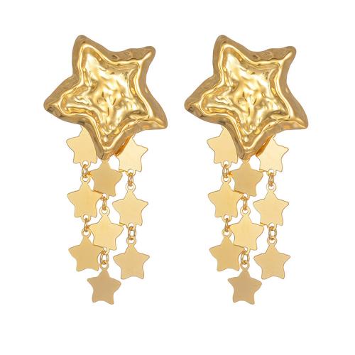 Fashion Fringe Boucles d'oreilles, Acier inoxydable 304, étoile, Placage, bijoux de mode & pour femme, doré, Vendu par paire