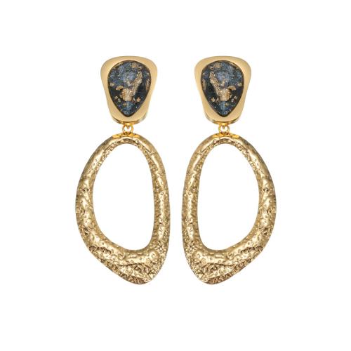 Boucle d'oreille goutte inox, Acier inoxydable 304, avec résine, Placage, bijoux de mode & pour femme & creux, plus de couleurs à choisir, Vendu par paire