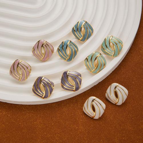 Boucle en acier inoxydable, Acier inoxydable 304, bouton Forme, Placage de couleur d'or, pour femme & émail & creux, plus de couleurs à choisir, Vendu par paire