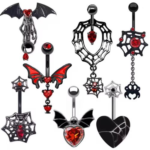 Zinc Alloy Belly Ring, plated, Unisex & micro pave cubic zirconia, belly ring pole size 