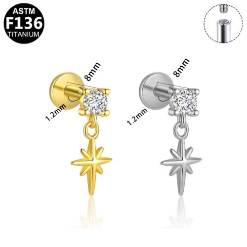 Alliage de titane piercing oreille, Placage, unisexe & styles différents pour le choix & pavé de micro zircon, 8mm Vendu par lot