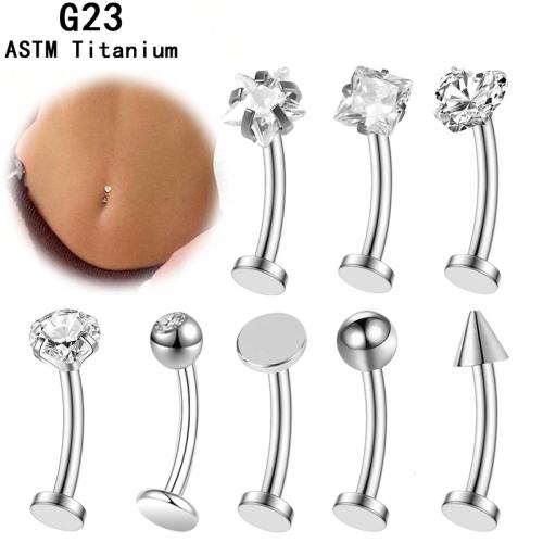 Aleación de titanio anillo de vientre, unisexo & diverso tamaño para la opción & diferentes estilos para la opción & micro arcilla de zirconia cúbica, Vendido por UD
