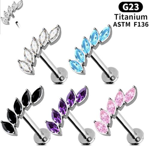 Alliage de titane piercing oreille, avec Alliage de cuivre, oeil de cheval, poli, unisexe & normes différentes pour le choix & pavé de micro zircon, plus de couleurs à choisir, Vendu par PC